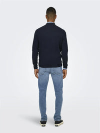 Cooper Half Zip Genser - Dark Navy Only & Sons