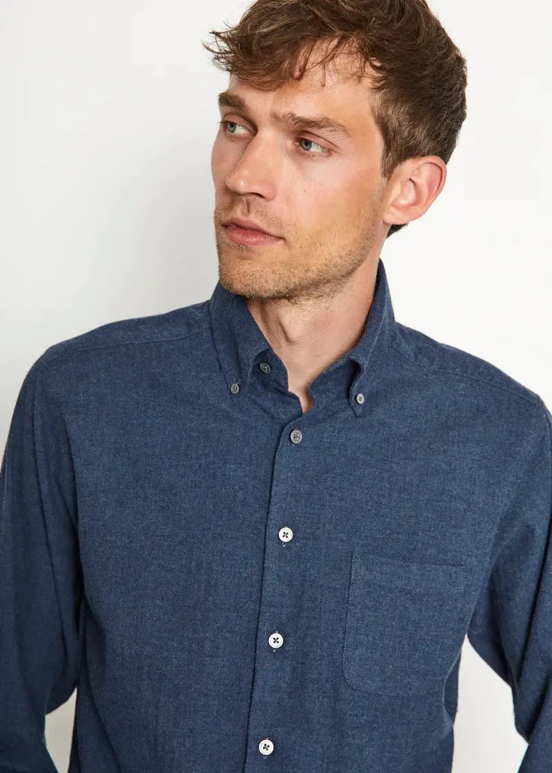 Cotton Flanellskjorte Regular - Blue Bruun & Stengade