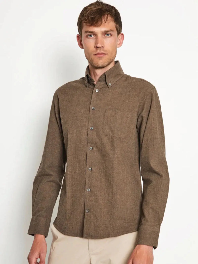 Cotton Flanellskjorte Regular - Brown Bruun & Stengade