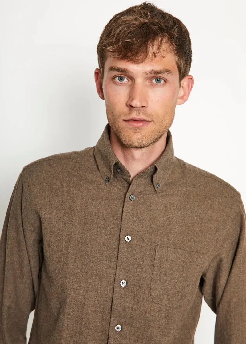 Cotton Flanellskjorte Regular - Brown Bruun & Stengade