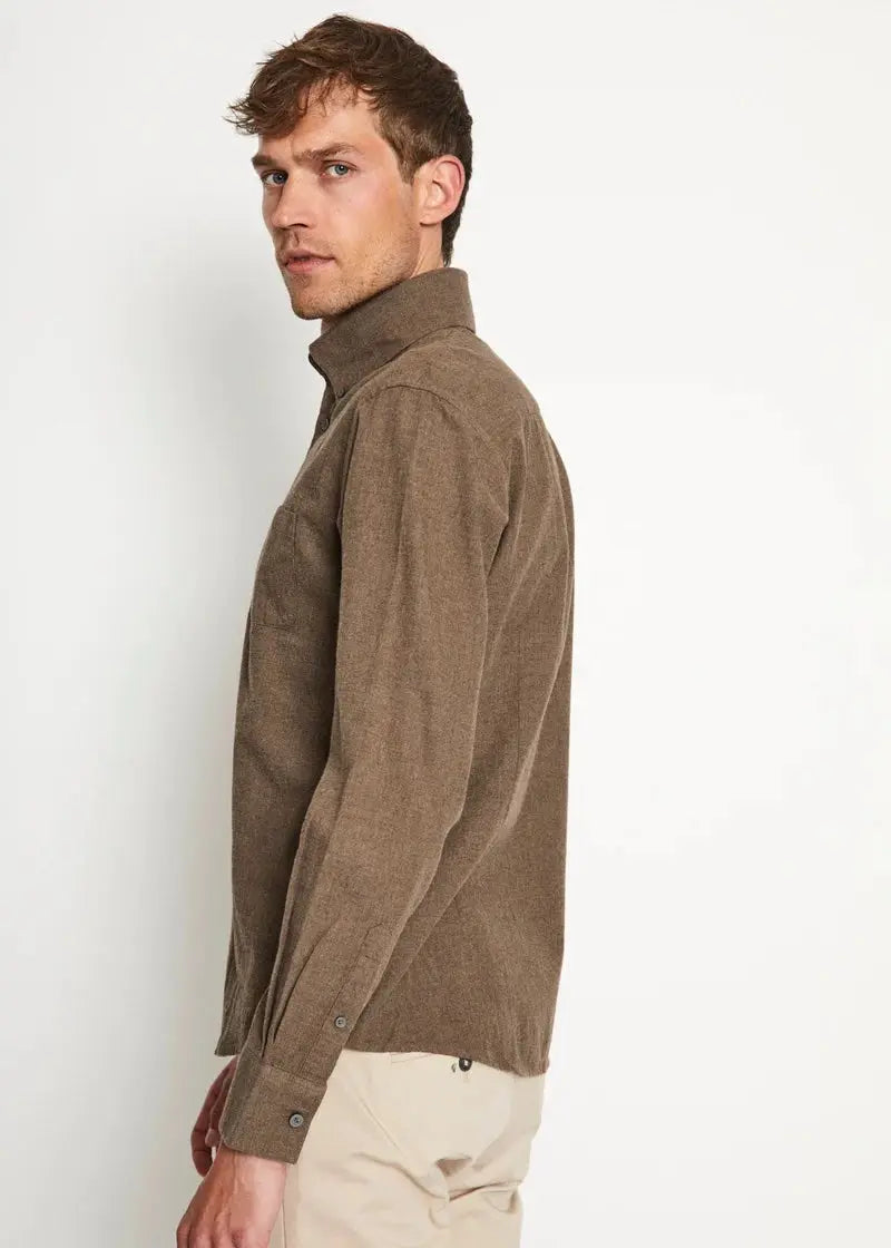 Cotton Flanellskjorte Regular - Brown Bruun & Stengade