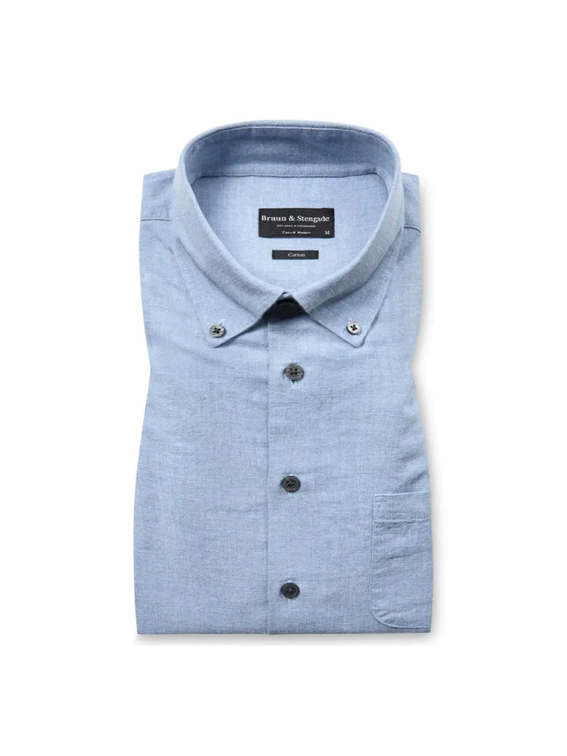 Cotton Flanellskjorte Regular - Light Blue Bruun & Stengade