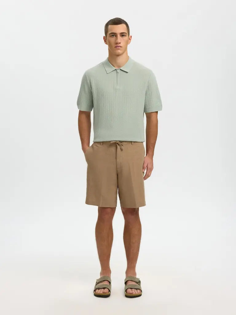 Cran Strikket Polo - Aqua Gray Selected Homme