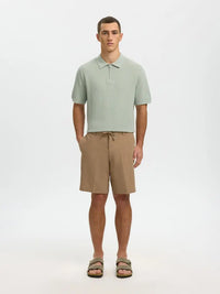 Cran Strikket Polo - Aqua Gray Selected Homme