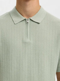 Cran Strikket Polo - Aqua Gray Selected Homme