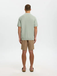 Cran Strikket Polo - Aqua Gray Selected Homme