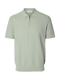 Cran Strikket Polo - Aqua Gray Selected Homme