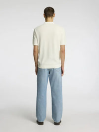Cran Strikket Polo - Egret Selected Homme