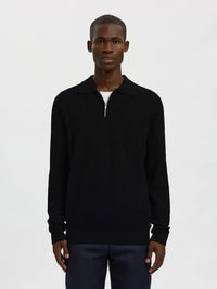 Cran Zip Polo - Black Selected Homme