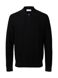 Cran Zip Polo - Black Selected Homme