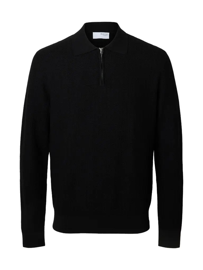 Cran Zip Polo - Black Selected Homme