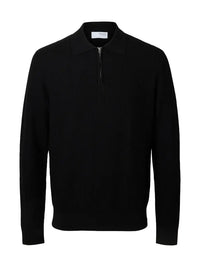 Cran Zip Polo - Black Selected Homme