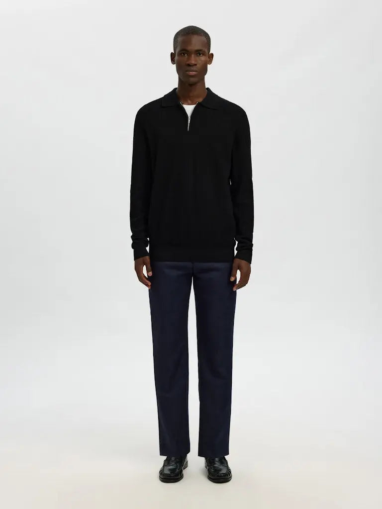 Cran Zip Polo - Black Selected Homme