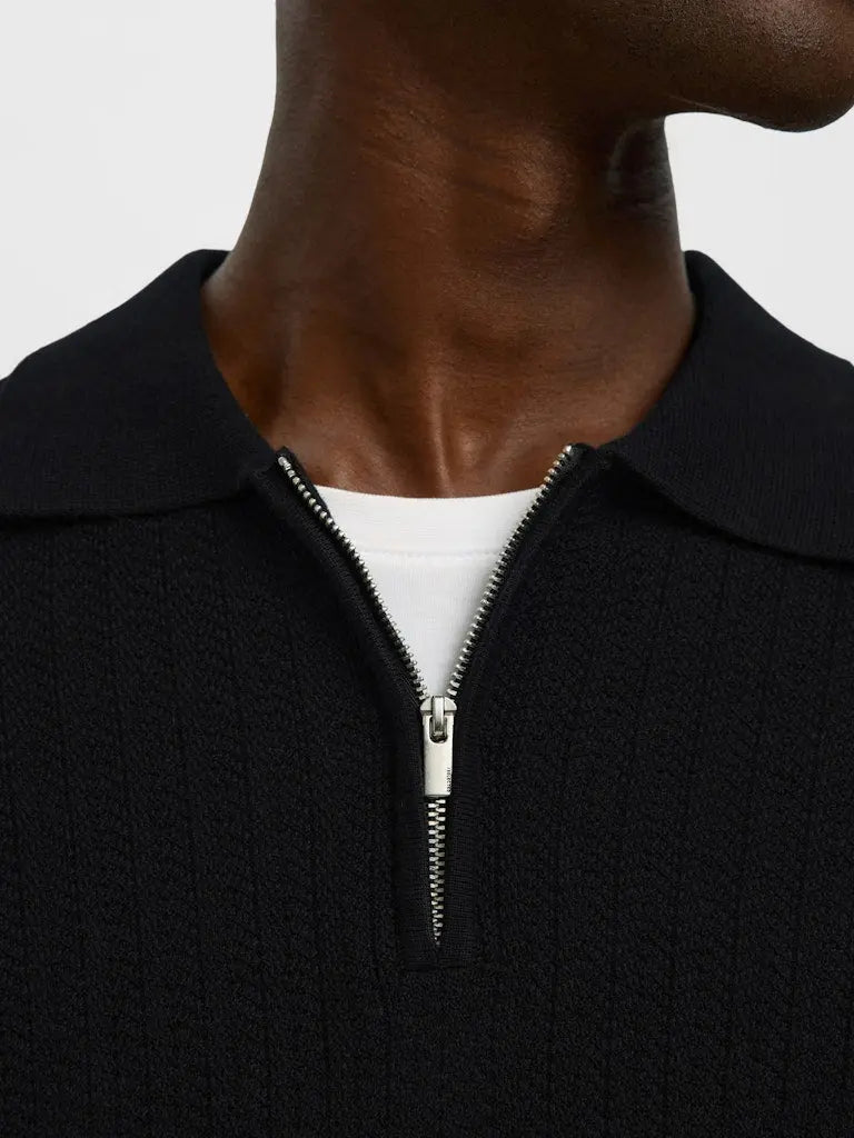 Cran Zip Polo - Black Selected Homme