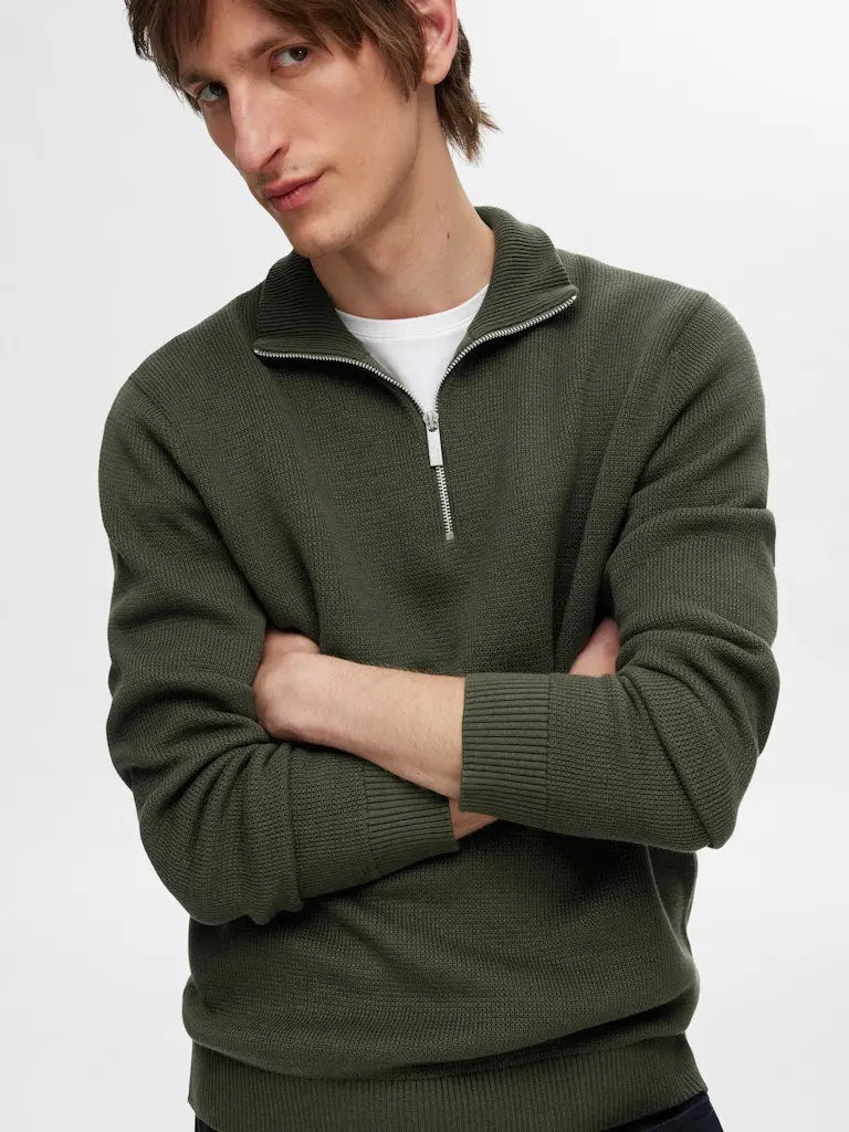 Dane Genser Half Zip - Forest Night Selected Homme
