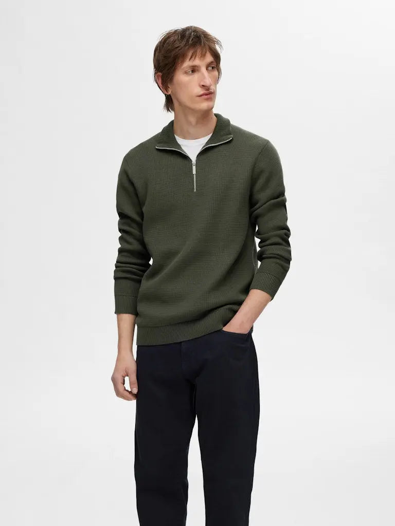 Dane Genser Half Zip - Forest Night Selected Homme