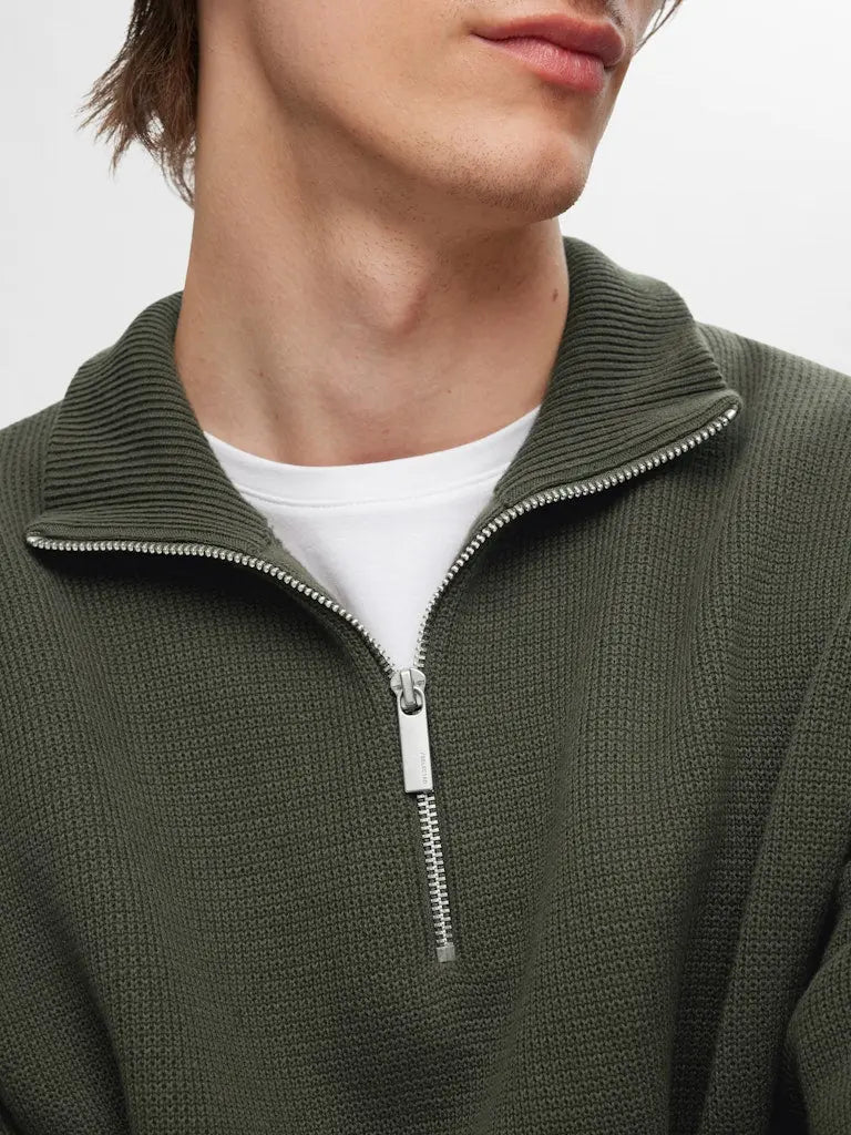 Dane Genser Half Zip - Forest Night Selected Homme
