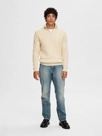 Dane Genser Half Zip - Oatmeal Selected Homme