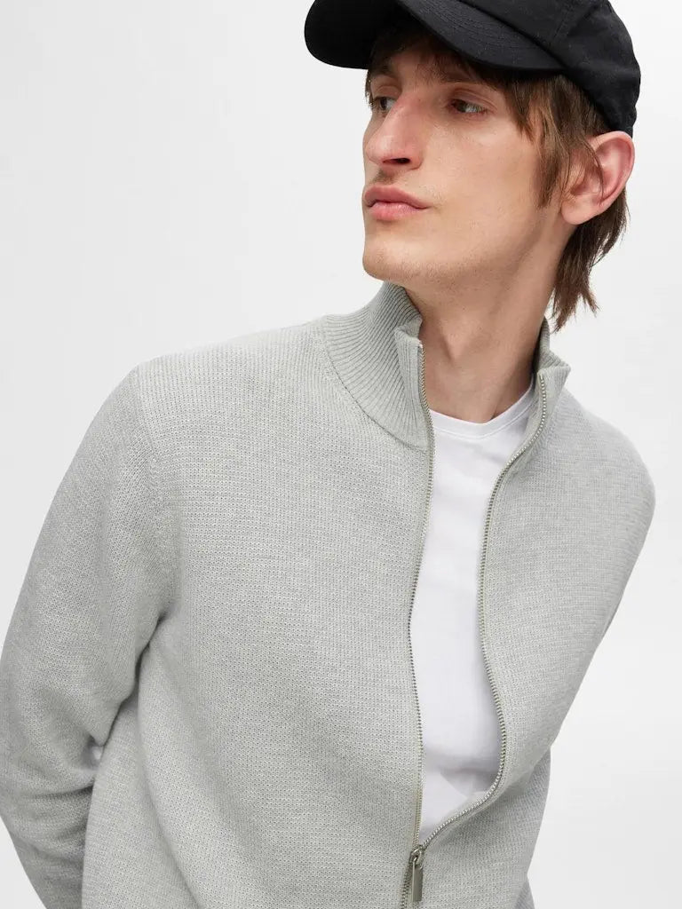 Dane Strikkejakke - Light Grey Melange Selected Homme