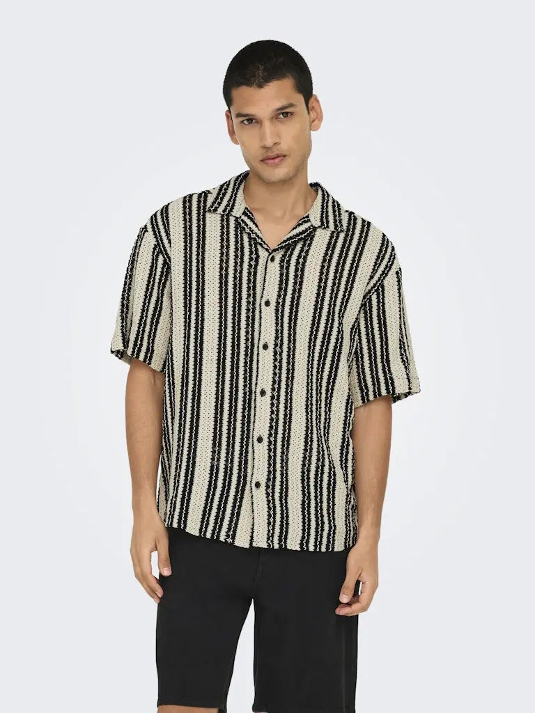 Dani Resort Skjorte - Cloud Dancer Stripes Only & Sons