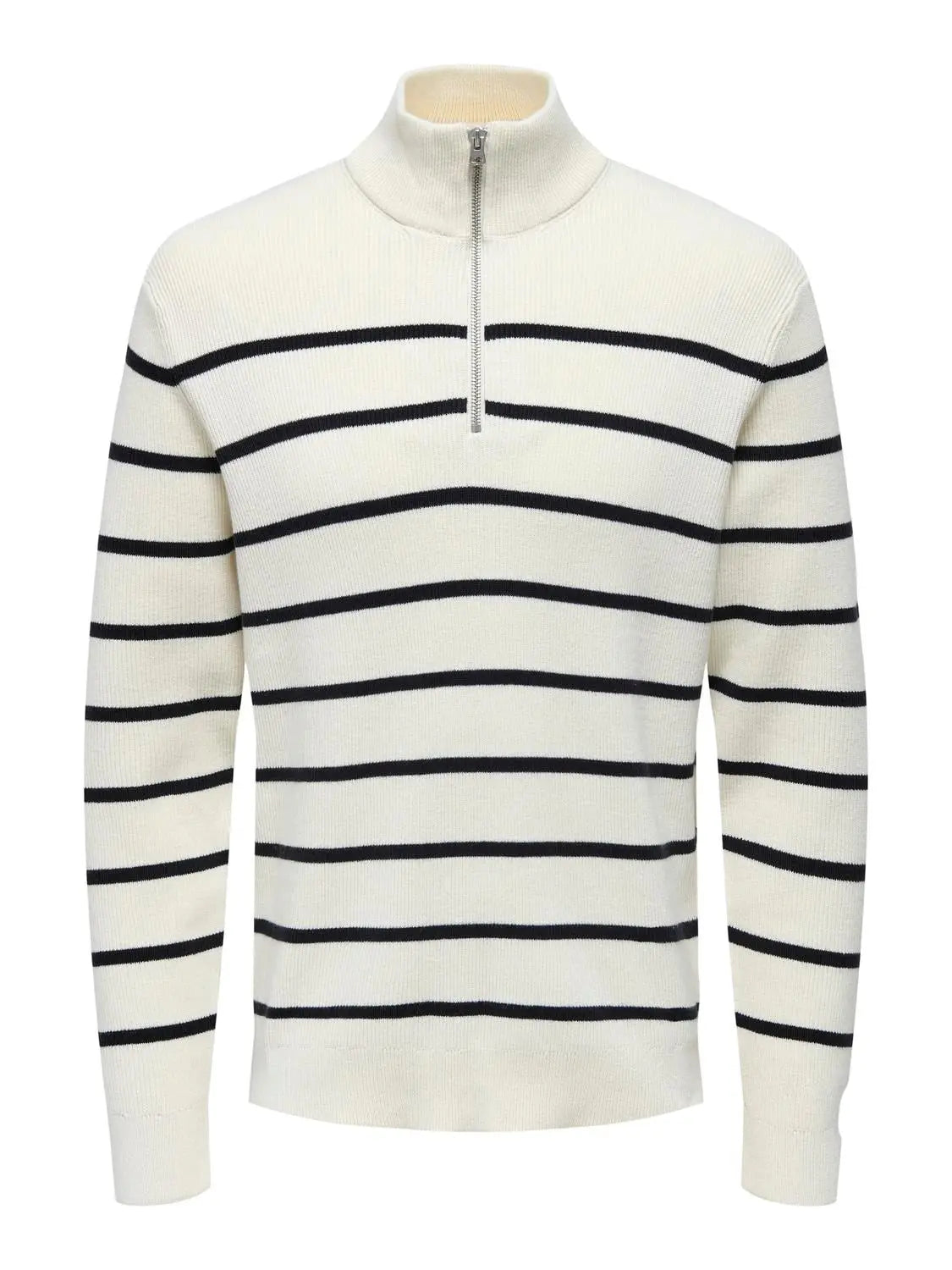 Phil Genser Half Zip Stripe - Antique White/Dark Navy Only & Sons