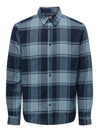 Gudmund Skjorte Check - Flint Stone/Dark Navy Only & Sons