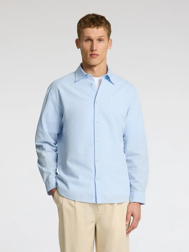Derek Seersucker Skjorte - Cashmere Blue Selected Homme