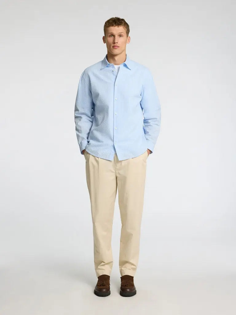 Derek Seersucker Skjorte - Cashmere Blue Selected Homme