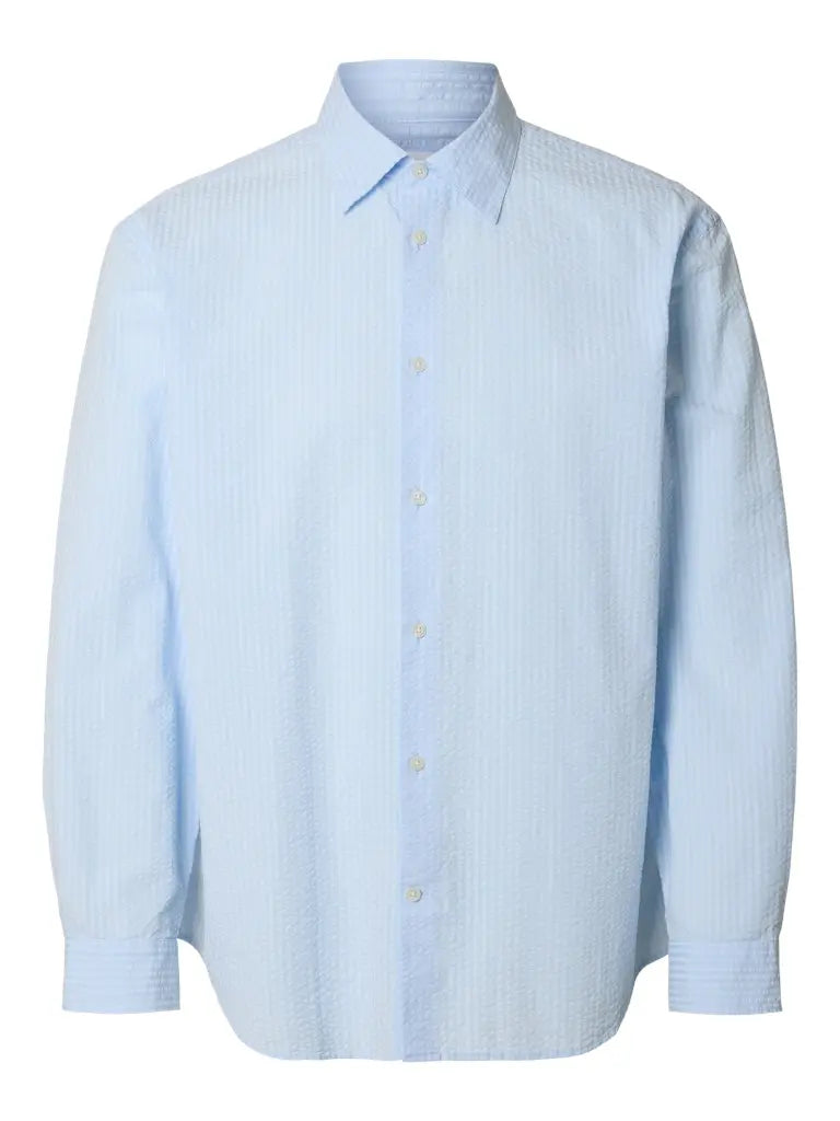 Derek Seersucker Skjorte - Cashmere Blue Selected Homme