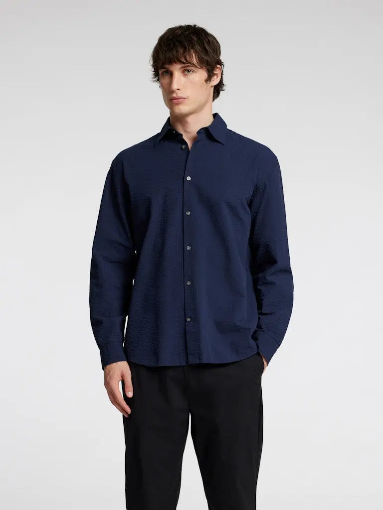 Derek Seersucker Skjorte - Sky Captain Selected Homme