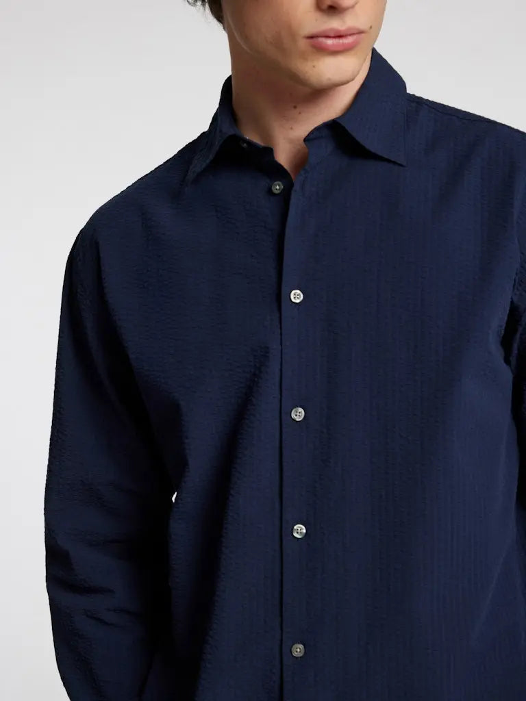 Derek Seersucker Skjorte - Sky Captain Selected Homme