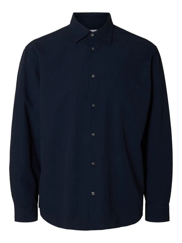 Derek Seersucker Skjorte - Sky Captain Selected Homme