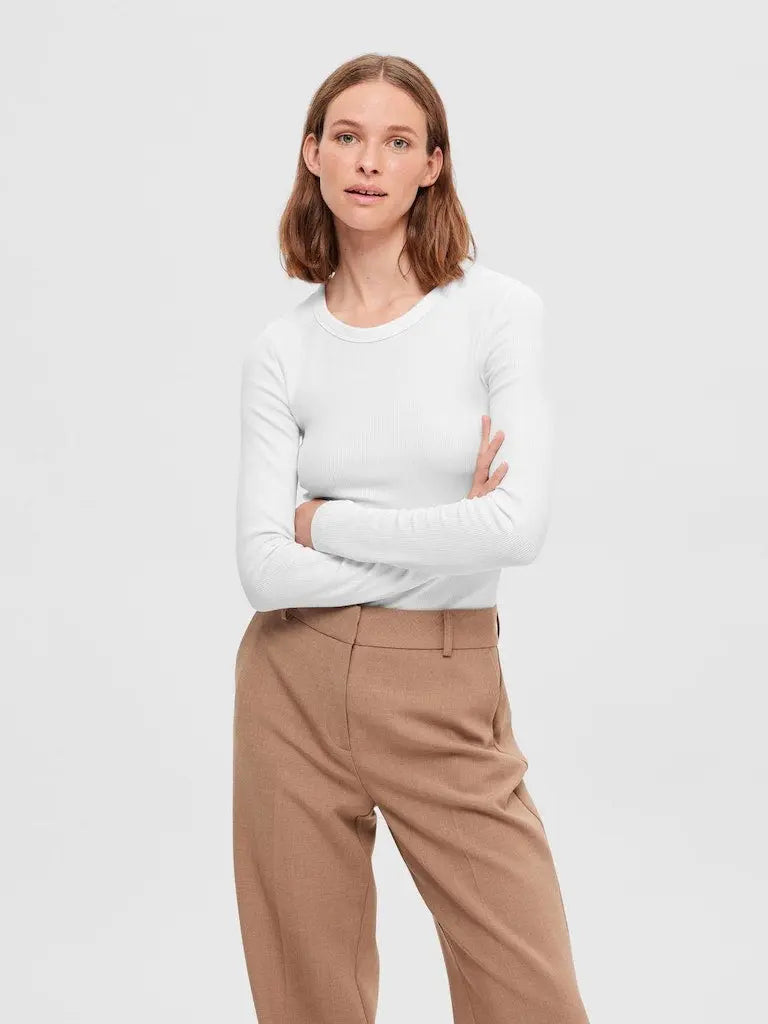 Dianna Langermet T-Skjorte - Bright White Selected Femme