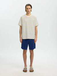 Django Stripet T-Skjorte - Ocean Cavern Stripes/Birch Selected Homme