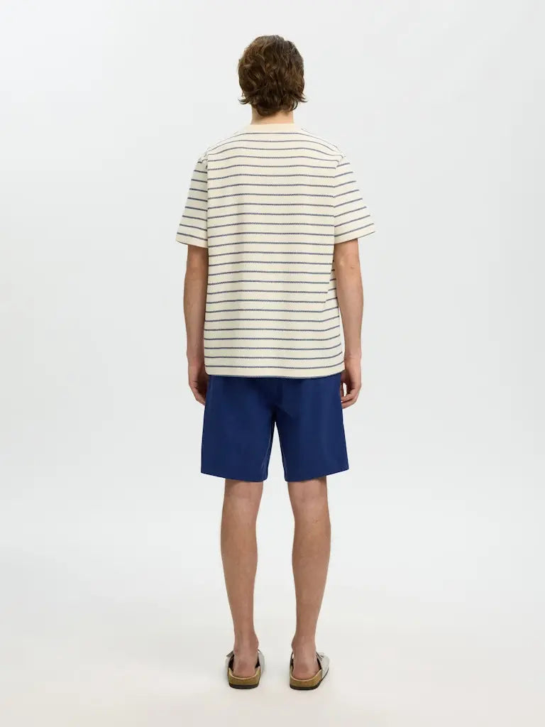 Django Stripet T-Skjorte - Ocean Cavern Stripes/Birch Selected Homme