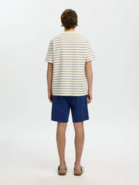 Django Stripet T-Skjorte - Ocean Cavern Stripes/Birch Selected Homme