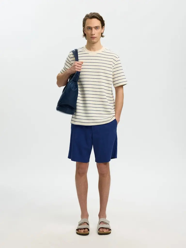 Django Stripet T-Skjorte - Ocean Cavern Stripes/Birch Selected Homme