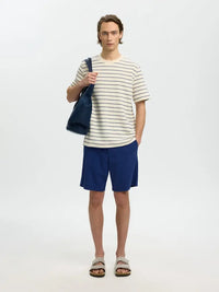 Django Stripet T-Skjorte - Ocean Cavern Stripes/Birch Selected Homme