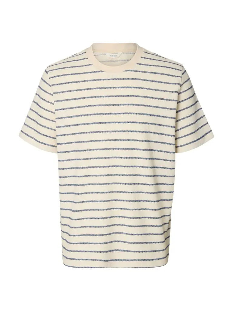 Django Stripet T-Skjorte - Ocean Cavern Stripes/Birch Selected Homme