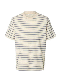 Django Stripet T-Skjorte - Ocean Cavern Stripes/Birch Selected Homme
