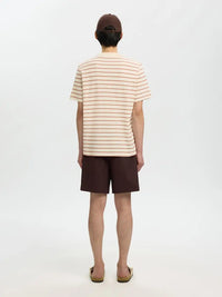 Django Stripet T-Skjorte - Potters Clay Stripes/Birch Selected Homme