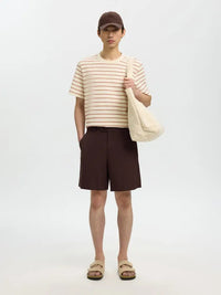Django Stripet T-Skjorte - Potters Clay Stripes/Birch Selected Homme