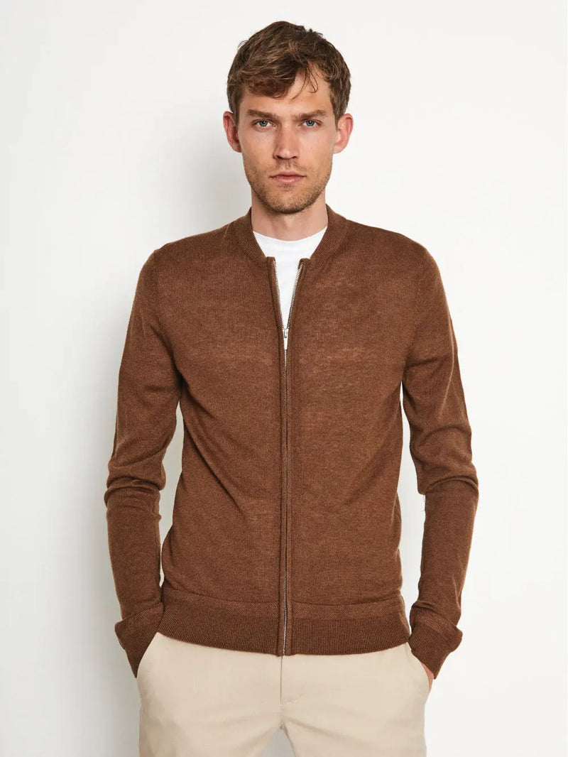 Elias Merino Cardigan - Tobacco Bruun & Stengade