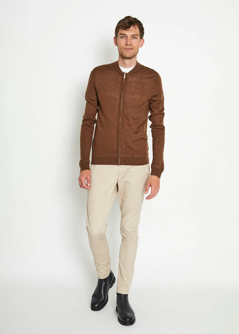 Elias Merino Cardigan - Tobacco Bruun & Stengade