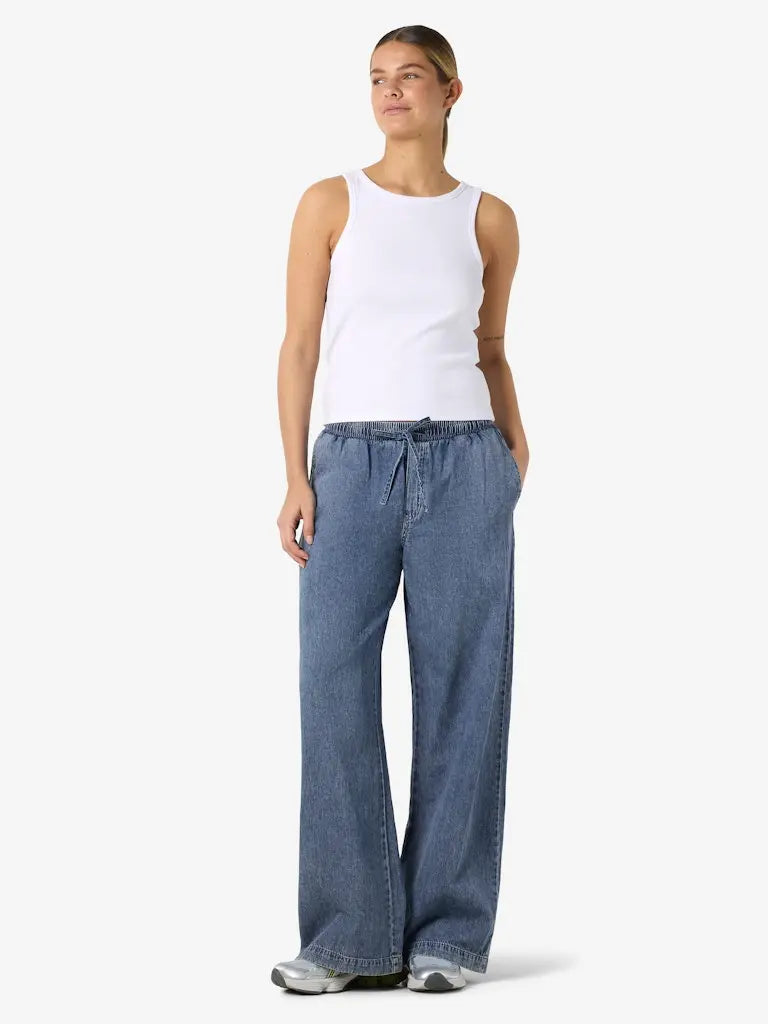 Enza Wide Pants - Medium Blue Denim Noisy May