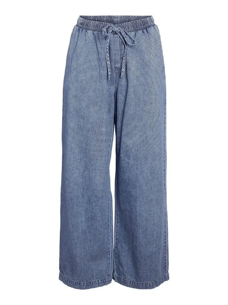 Enza Wide Pants - Medium Blue Denim Noisy May