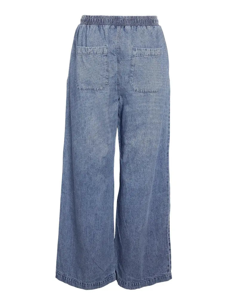 Enza Wide Pants - Medium Blue Denim Noisy May