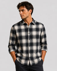 Eske Flanellskjorte Check - Ecru/Dark Navy Clean Cut Copenhagen
