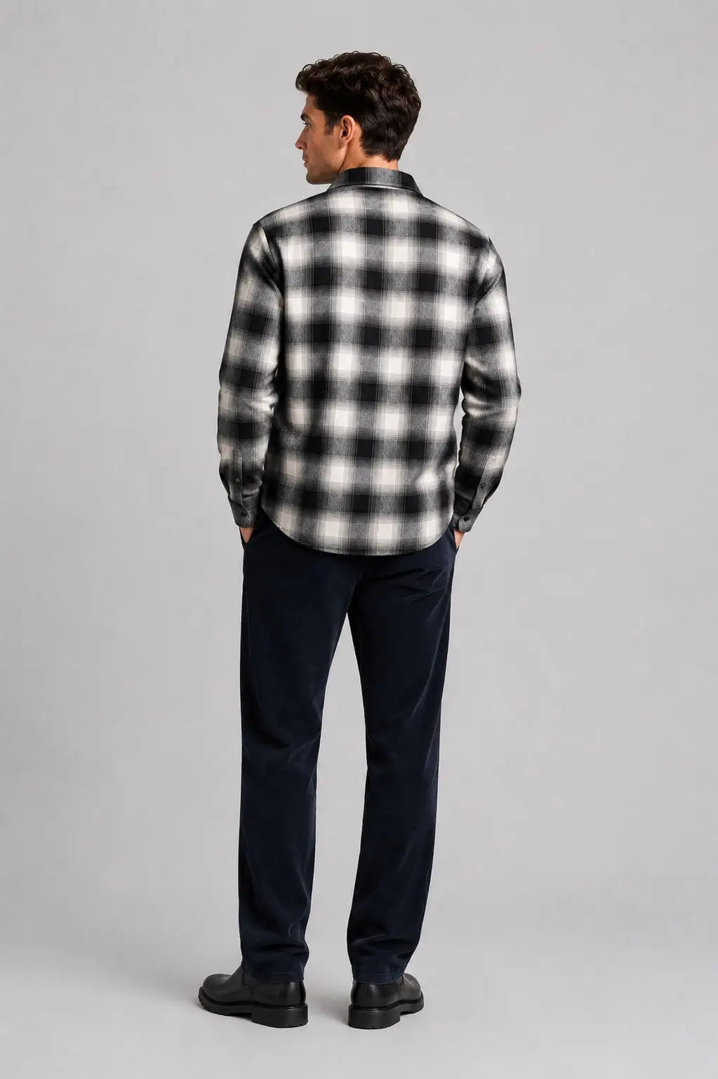 Eske Flanellskjorte Check - Ecru/Dark Navy Clean Cut Copenhagen