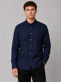 Eske Flanellskjorte - Navy Melange Clean Cut Copenhagen